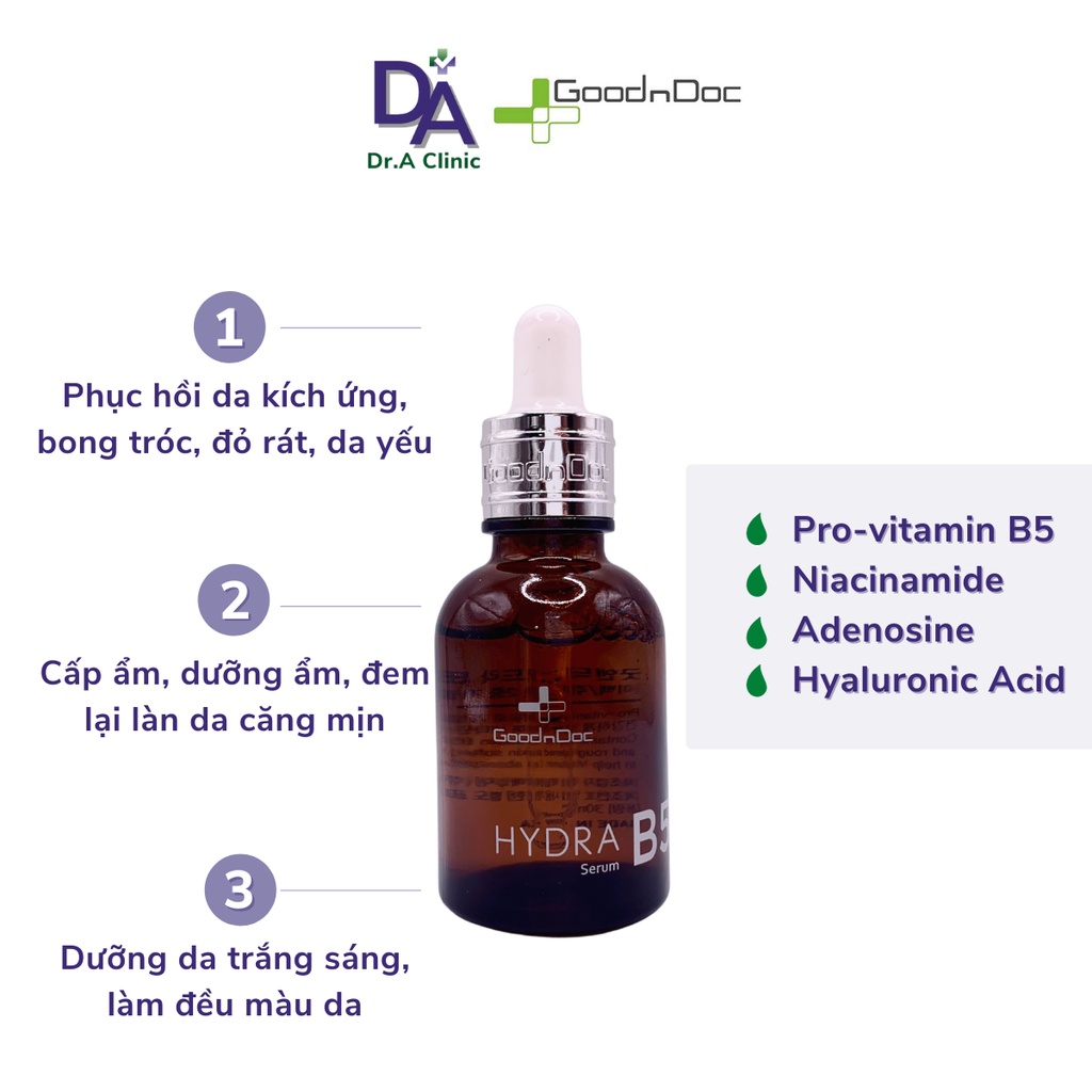 Serum B5 GoodnDoc Hydra Dr.A Clinic 30ml dòng tinh chất vitamin B5 giúp phục hồi làm dịu da dầu mụn