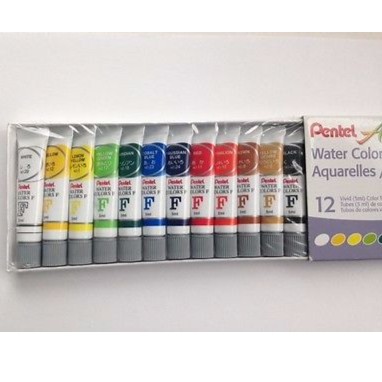 [ TÂM TÂM ]-Màu nước pentel 12 màu, Màu nước dạng tuýp (SX tại Nhật)-