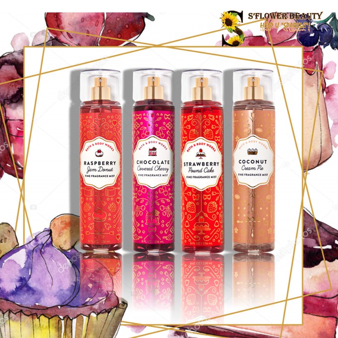 🍰🍩 Xịt Thơm Toàn Thân Bath & Body Works Body Mist - Chocolate Covered Cherry | Coconut Cream Pie | Raspberry Jam Donut | Thế Giới Skin Care