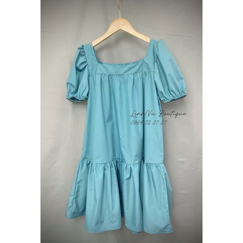 Đầm cổ vuông tay bồng (hàng có sẵn ảnh thật) VA0101 (1)