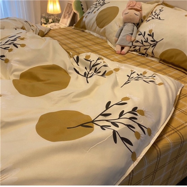 Bộ chăn ga gối cotton poly Emmidecor - mẫu họa tiết tròn