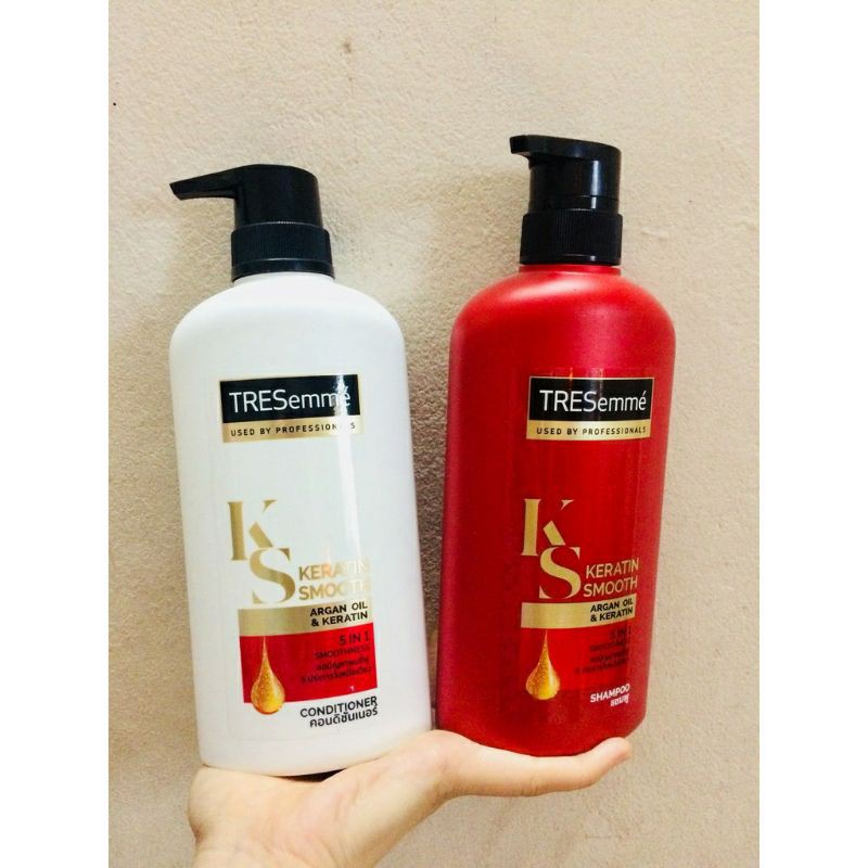 Dầu Gội Xả Tresemme Keratin Smooth Thái Lan Dưỡng Tóc Khô Xơ Rối Công Thức Chuẩn Salon Vào Nếp Suôn Mượt 450ml