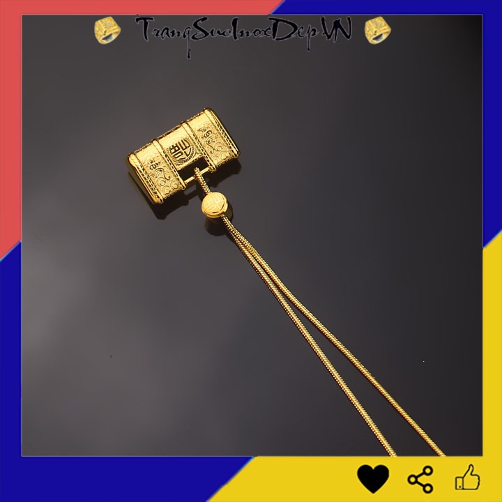 Dây chuyền nữ titan khóa trường thọ chữ phúc màu vàng sang trọng may mắn