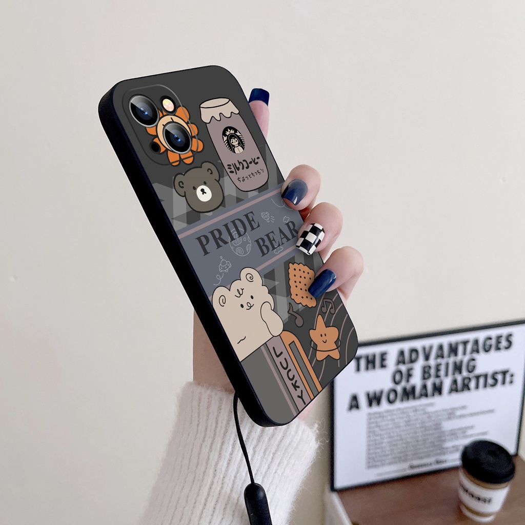 ốp lưng gấu dễ thương tpu chống rơi viền thẳng chống vân tay bao đựng điện thoại có dây buộc Thích hợp cho vivo y11 y17 y15 y20 y12i y20 y91c y95 y93 y15a y15s y15 v11i