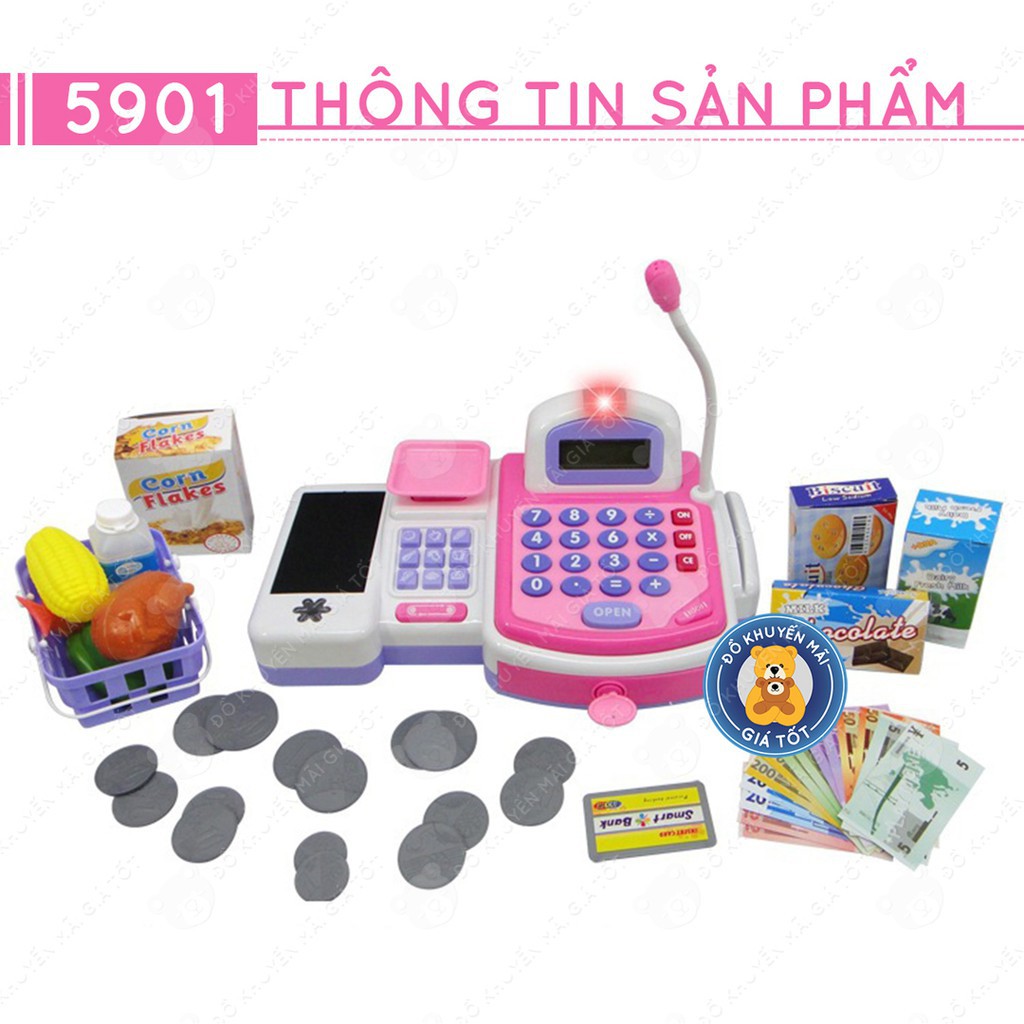 [LHai] Đồ chơi máy tính tiền siêu thị mini màu hồng dùng pin có âm thanh cho bé 5901 - Đồ khuyến mãi giá tốt