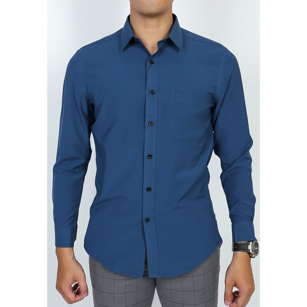 Áo sơmi dài tay Owen Nano Regularfit màu xanh -  AR90652DT