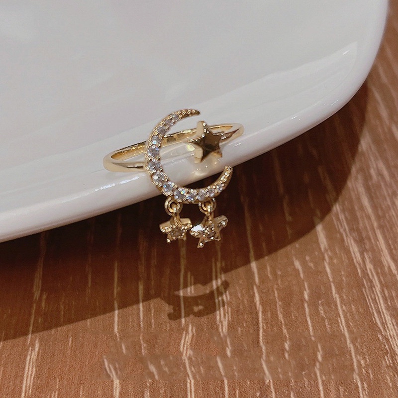 Nhẫn Hở Hình Mặt Trăng Và Ngôi Sao Thiết Kế Mới 2022 Thời Trang