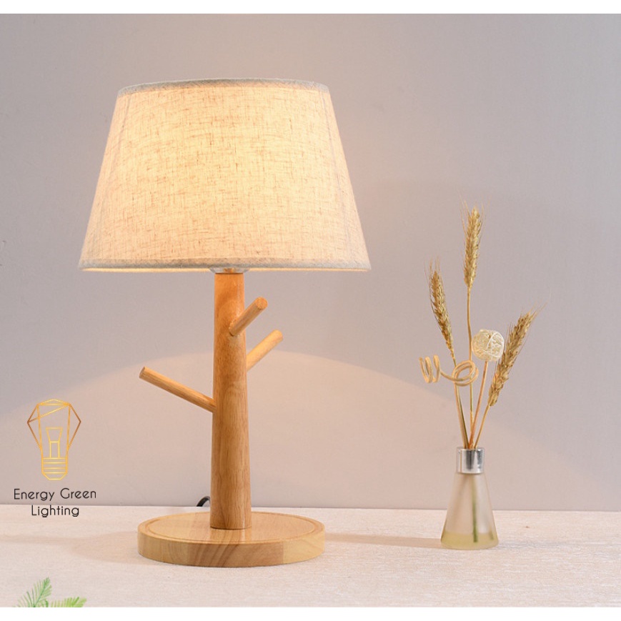 [ 4 Mẫu ] Đèn Ngủ Energy Green Lighting Để Bàn - Thân Gỗ , Chóa Vải - Decor Trang Trí Nội Thất - Nhẹ Nhàng ,Tinh Tế