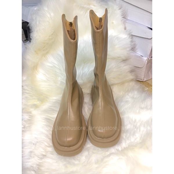 ( sẵn 38 be )Boot lửng 26cm-đế 5cm-da trơn cổ V(ảnh +video shop chụp) | BigBuy360 - bigbuy360.vn