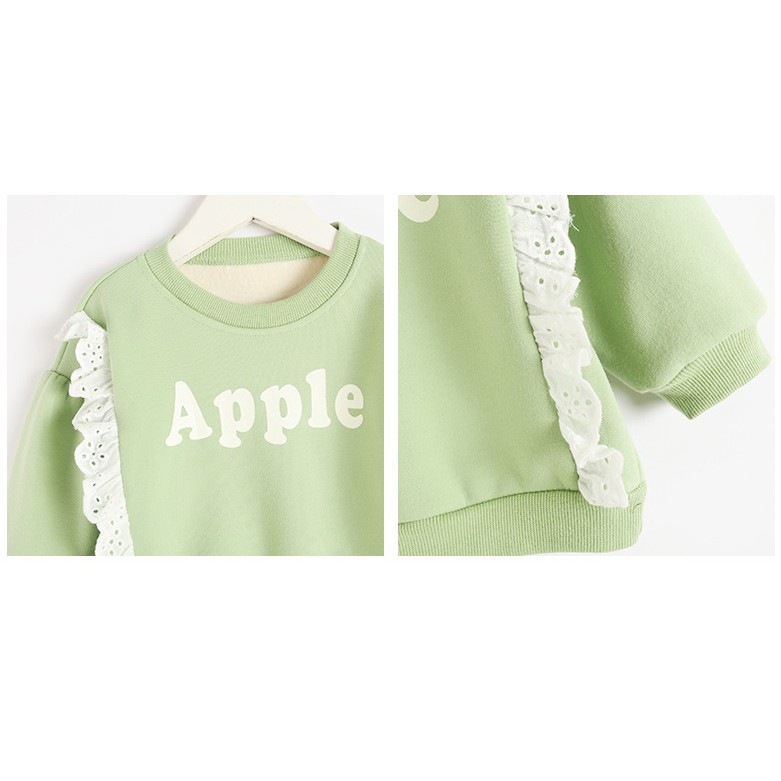 [256:C02] Áo thu đông cho bé chất cotton lót lông in chữ apple hàng Quảng Châu cao cấp