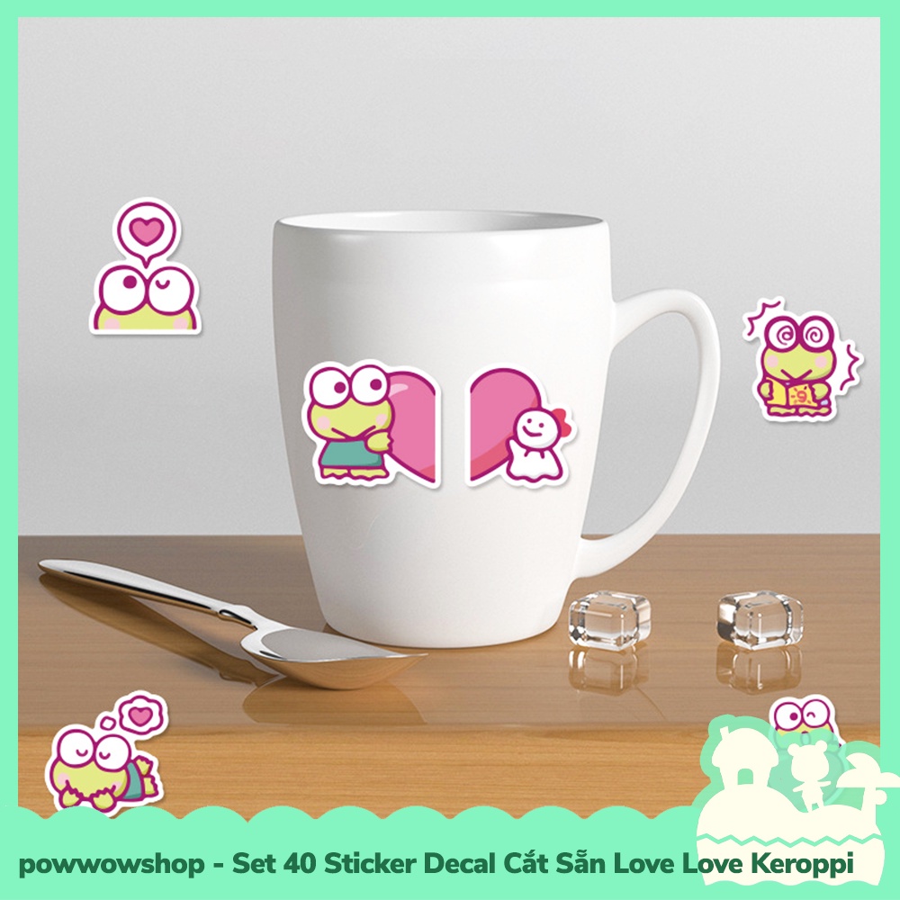 [Sẵn VN - Hỏa Tốc] Set 40 Sticker Mini Decal Dán Trang Trí Vật Dụng Mẫu Sanrio Love Love Keroppi