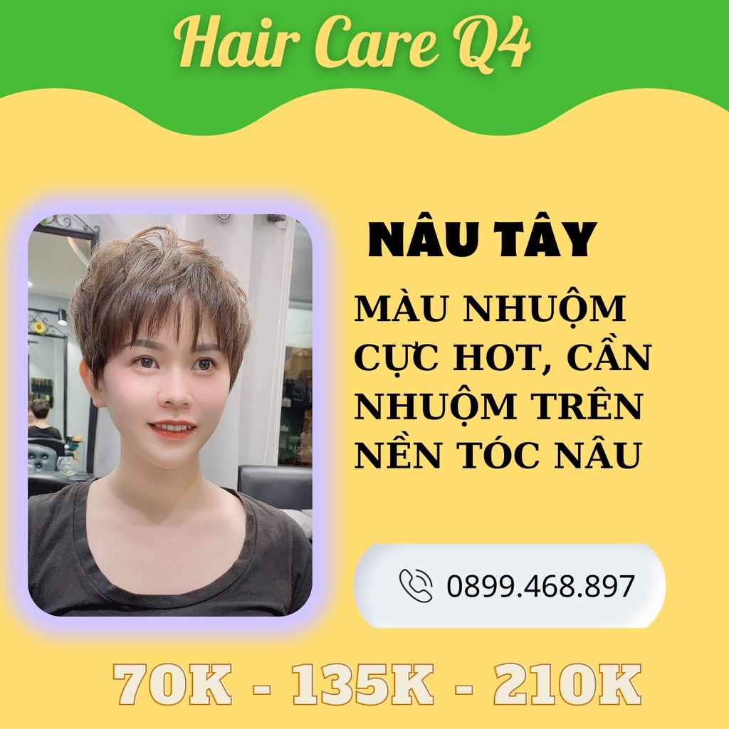 Thuốc nhuộm tóc Màu nâu tây, nâu sáng, nâu ánh kim, nâu ánh xám nâu trà không tẩy - Hair CAre Q4