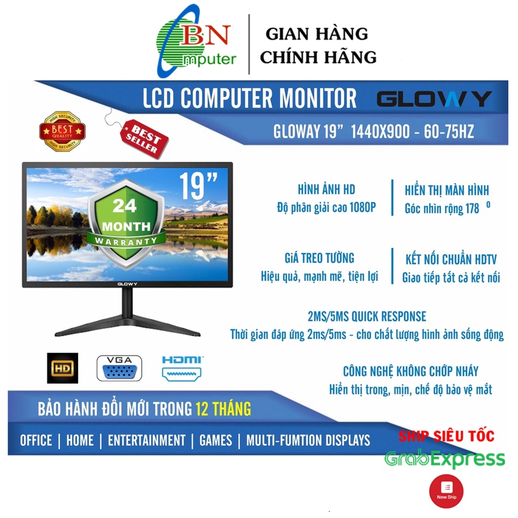 Màn hình máy tính LCD Gloway 19inch Full HD chính hãng bảo hành 24 tháng lỗi đổi mới 12 tháng | BigBuy360 - bigbuy360.vn