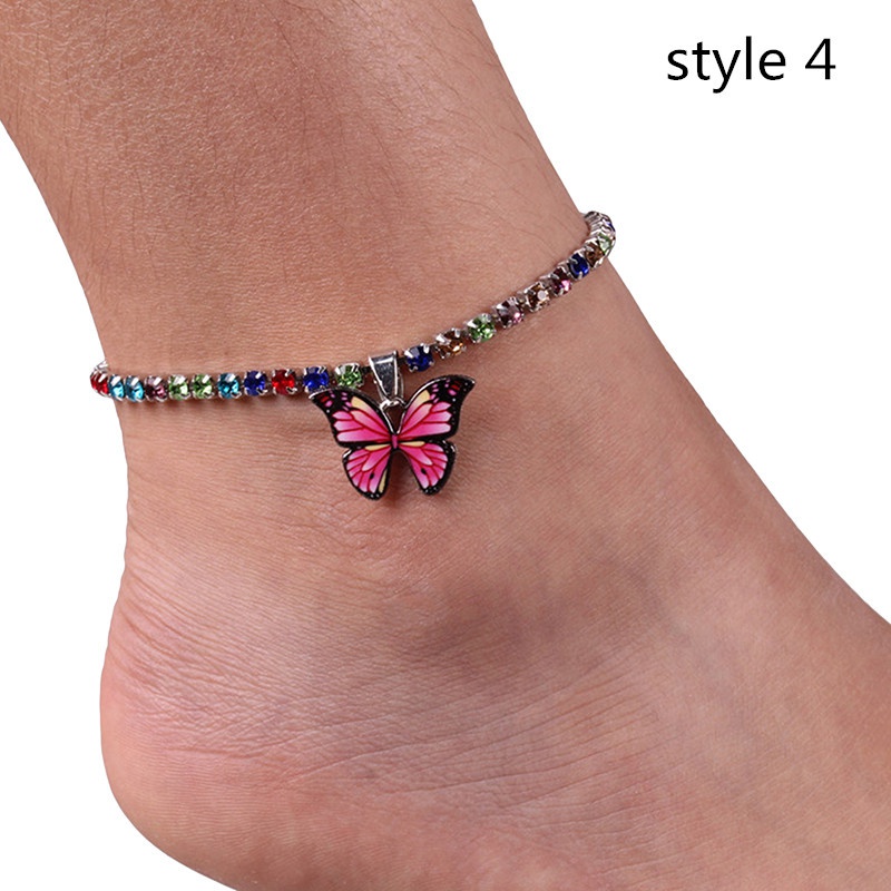 Butterfly Pendant Anklet for Women Beach Foot Jewelry Crystal Chain Anklets Bracelet Fashion Party Summer Jewelry