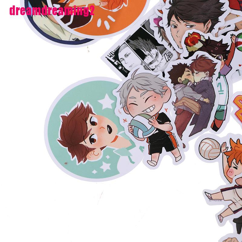 Bộ 50 Miếng Dán Pvc Chống Thấm Nước Hình Anime Haikyu
