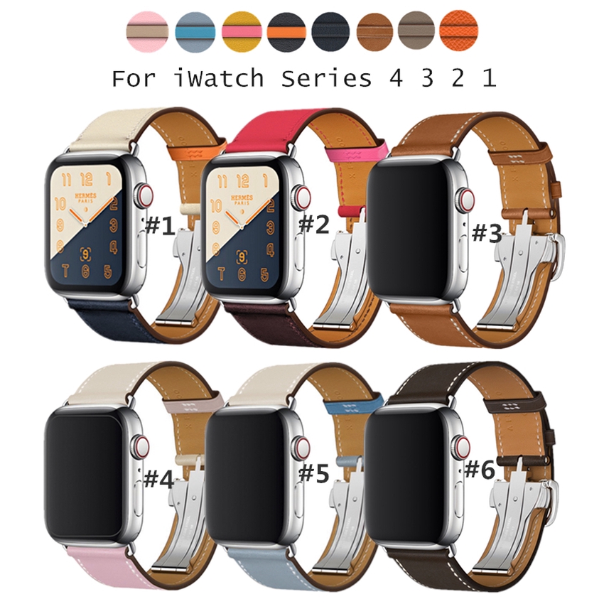 Dây da khóa kim loại dành cho đồng hồ thông minh Apple Watch Series 5 4 3 2 1 iWatch 44mm 40mm 38mm 42mm