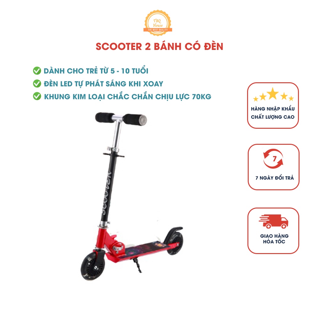 Xe Scooter 2 Bánh, xe Trượt 2 Bánh Cao Cấp Cho Bé Khung Kim Loại Chịu Tải 100Kg