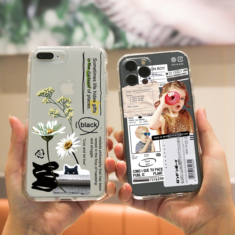 Ốp lưng iphone Ốp điện thoại SUNTAIHO TPU viền vuông chống rơi họa tiết tùy chọn cho IPhone 13 12 11 Pro Max X XS Max XR 8 7 6 6S Plus