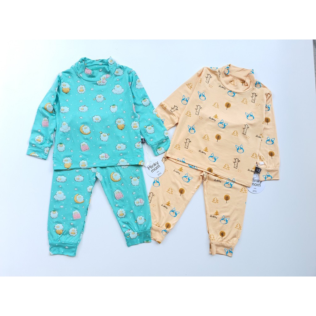 Bộ thun lạnh dài tay Minky Mom cao cổ cho bé ấm áp mua đông