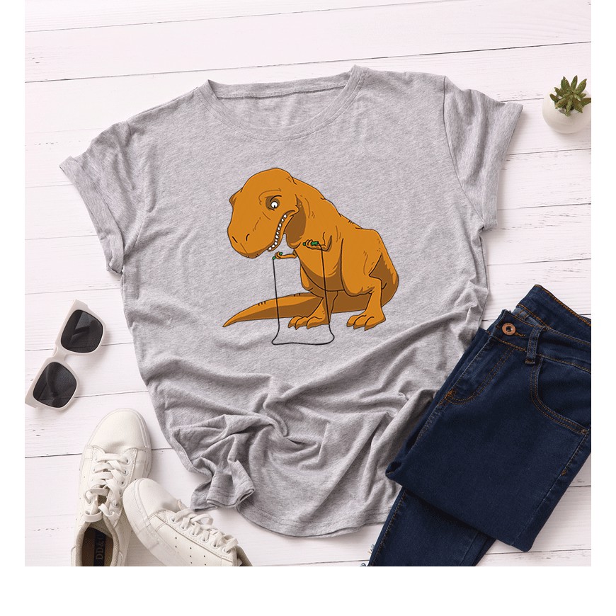 Áo thun phông nam nữ form rộng Familylove - Mẫu áo Unisex Khung long nhảy dây chất Cotton 100% cao cấp