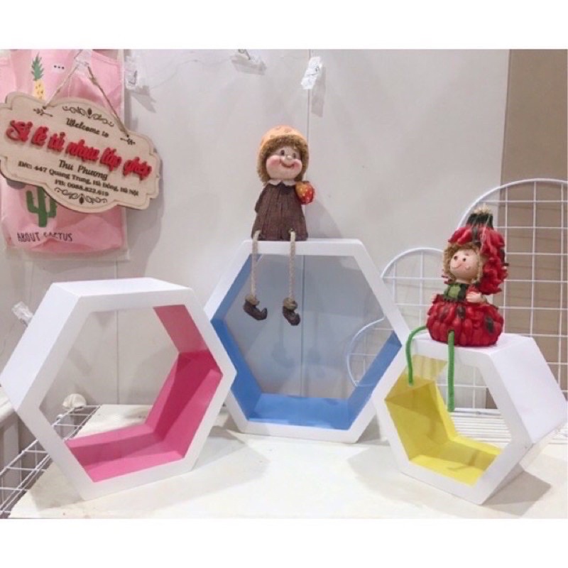 Combo 3 kệ gỗ tổ ong+ 3 thanh trắng 30-40-50cm. tặng đinh nở đi kèm