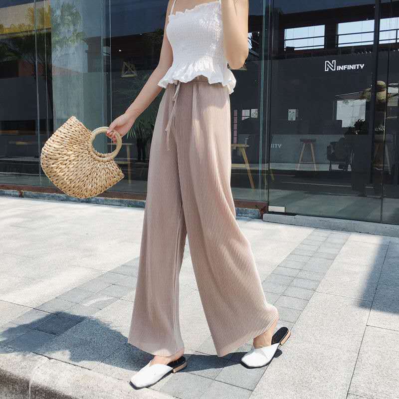 Quần Dài Nữ Lưng Cao Ống Rộng Bằng Vải Chiffon M L Xl | BigBuy360 - bigbuy360.vn