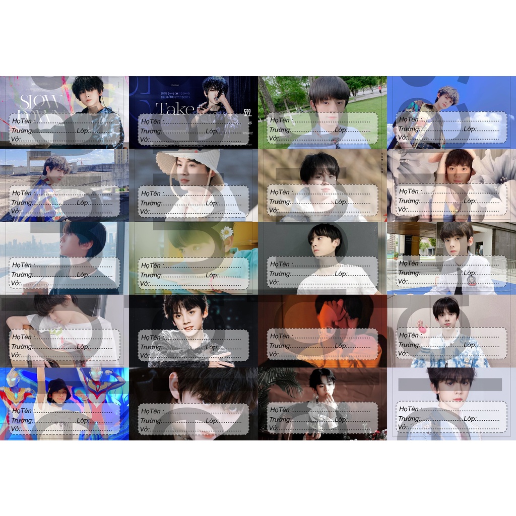 Set 20 nhãn vở IN HÌNH Tả Hàng Gia tộc TF idol thần tượng cpop đồ dùng học tập mẫu ngẫu nhiên