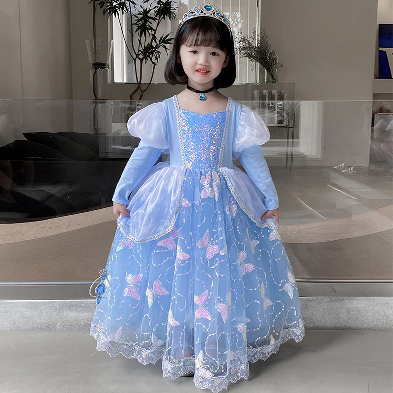 Đầm Công Chúa Lọ Lem Tay Dài Dành Cho Bé Gái