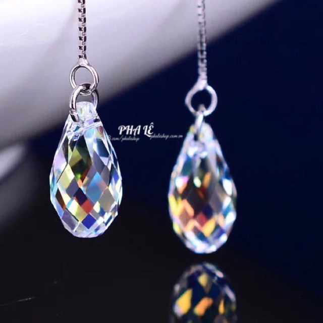 Bông Tai Pha Lê Hình Giọt Nước Được Thiết Kế Từ Pha Lê Swarovski và Bạc S925