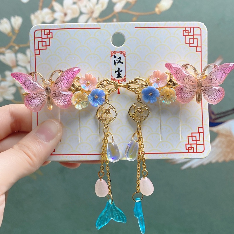 1 Cặp Kẹp Tóc Đính Hoa / Thỏ Trắng / Bướm Trang Trí Tóc Cho Bé Gái