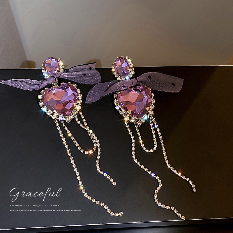 Bông Tai Mạ Bạc 925 Đính Đá Phối Tua Rua Phong Cách Âu Mỹ Thời Trang Cho Nữ