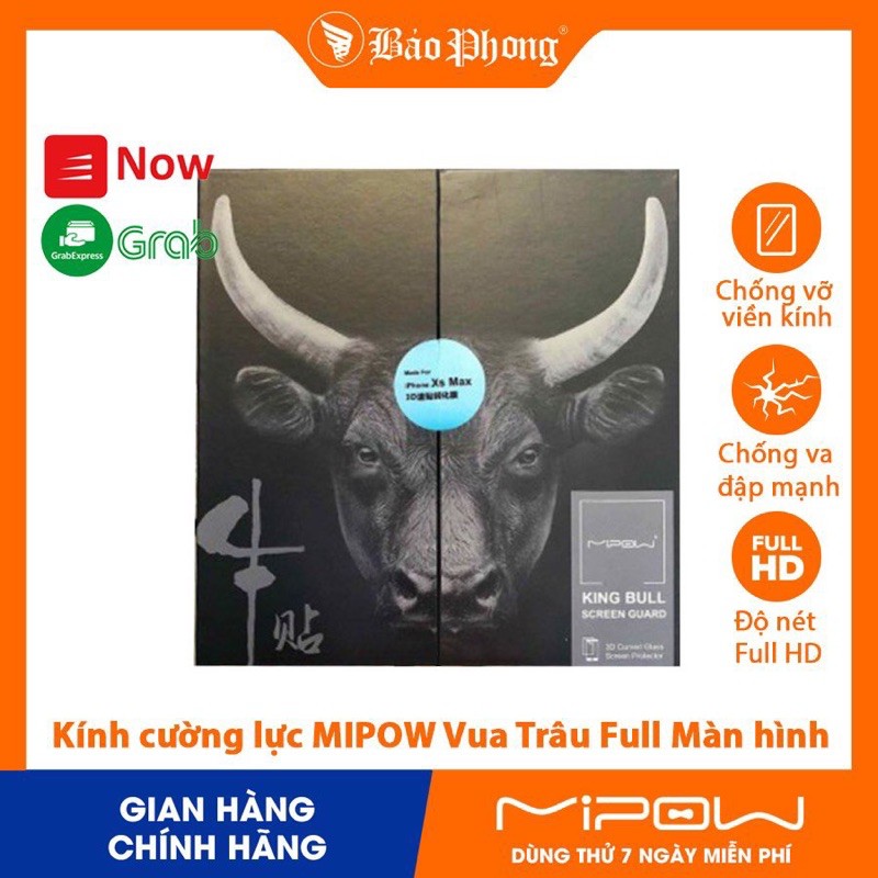 Kính cường lực Vua Trâu MIPOW Kingbull 3D Full Màn hình & Chống nhìn trộm dành cho IPHONE IP 6 7 8 plus X Max 11 12 Pro