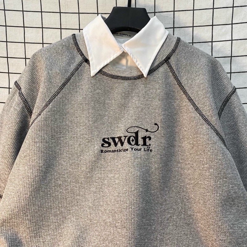 Áo Thun ROMAN Phối Cổ Sơ Mi Form Rộng Oversize Unisex - Yowol SG
