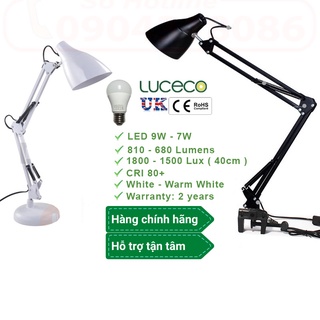 Đèn Bàn Học Kẹp & Để Bàn Đa Năng PIXAR - LED LUCECO UK Chống Cận Chao Vát Liền Chao Tròn Cỡ Lớn Nhỏ  ( Bảo hành 2 Năm)