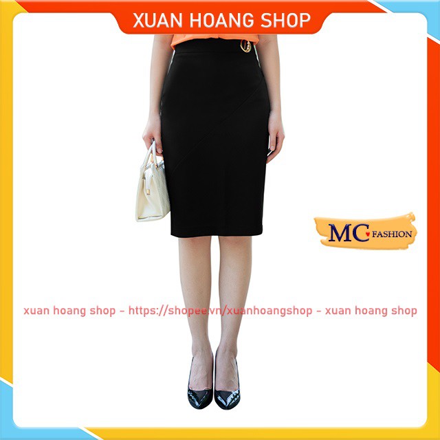 Chân Váy Dài Kiểu Công Sở Nữ Đẹp, Lưng Cao Ngắn Mc Fashion, Màu Đen, Size Đủ, Chất Vải Co Giãn Nhẹ Cv0441