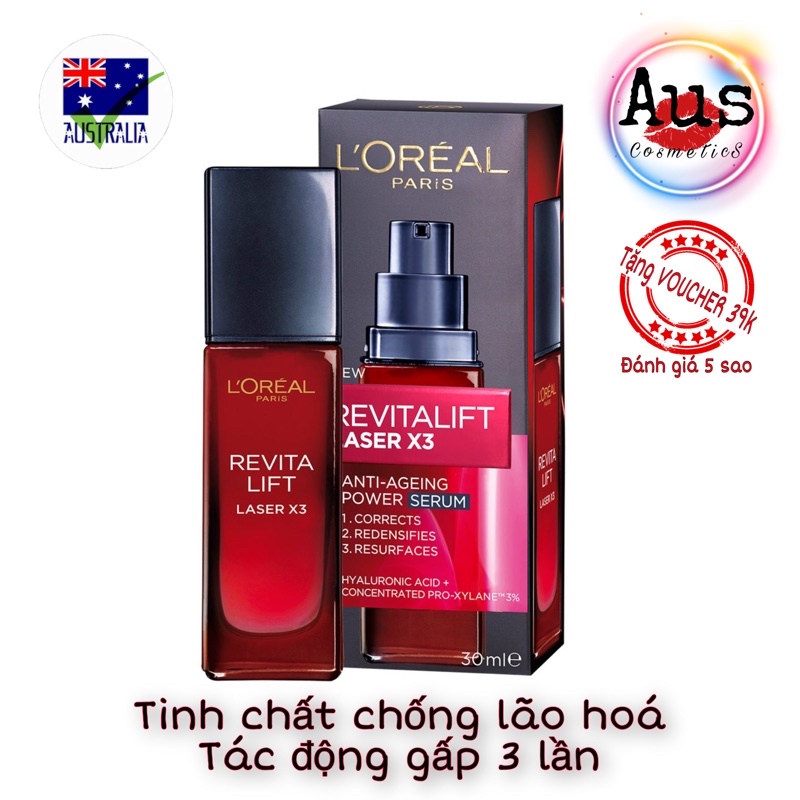 [Chuẩn Úc] Tinh Chất Dưỡng Da Chống Lão Hóa Loreal Revitalift Laser X3 Anti Ageing Serum, 30ml