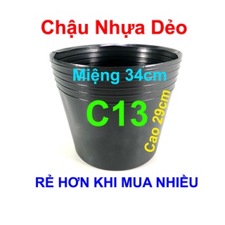 Chậu nhựa trồng cây C13 đen dẻo trồng rau, hoa, cây cảnh