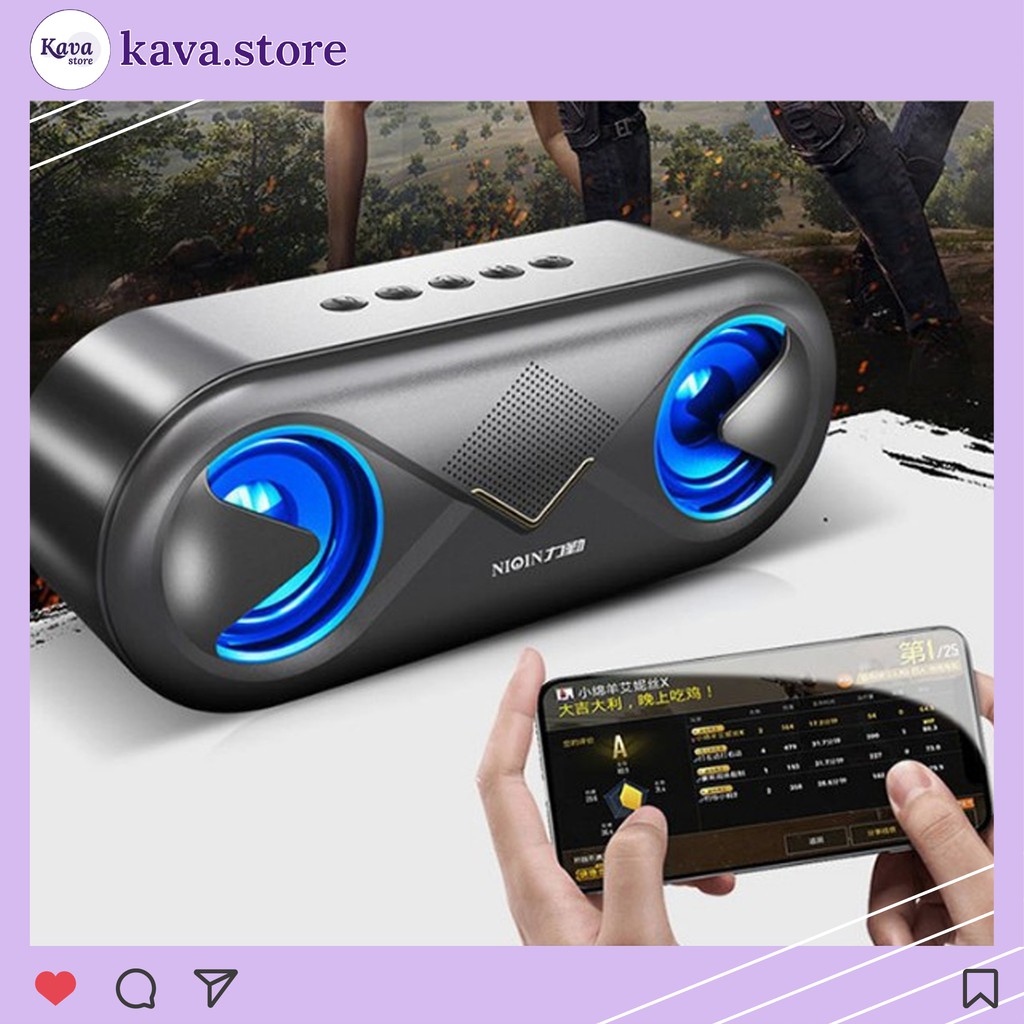 Loa Bluetooth S6 Kava Store Âm thanh HiFi 4D, Âm trầm siêu bass toàn dải kết hợp đèn nháy led theo nhạc