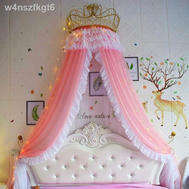 ┋✣rèm ngủ màn cô gái phong cách công chúa Bắc Âu màu hồng lưới chống muỗi che gia đình khung vương miện trang t