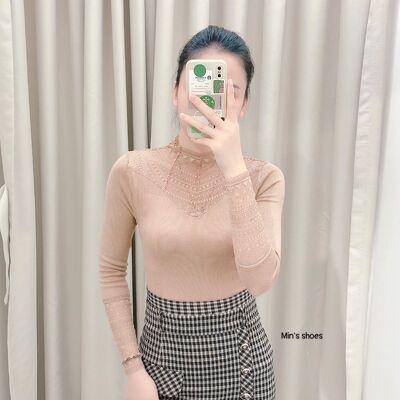 Min's Shoes - Áo Giữ Nhiệt Nữ Phối Ren Thời Trang Chất Dày Dặn Áo 442