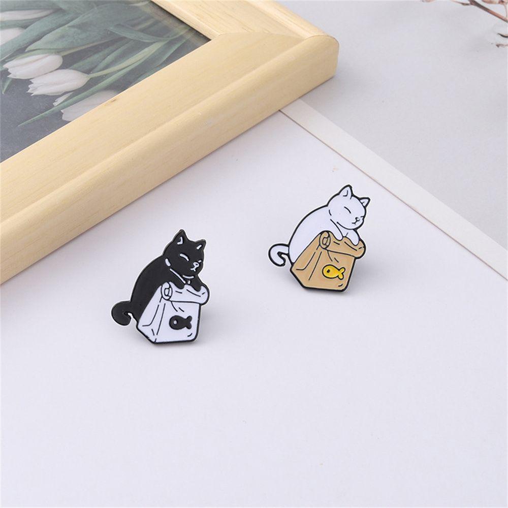 WONDER Ghim Cài Áo Hình Mèo Hoạt Hình Tráng Men Dành Cho Trẻ Em