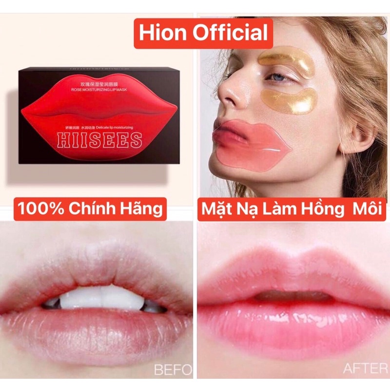 Hộp 20 Miếng Mặt Nạ Dưỡng Môi Hiisees Chiết Xuất Hoa Hồng