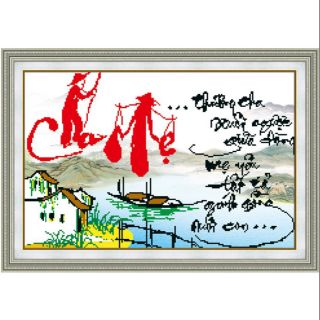 Tranh đính đá Cha Mẹ DF160 (66*45) chưa đính