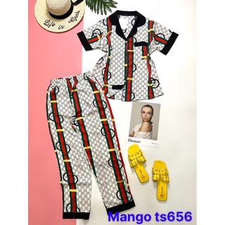 Đồ bộ pyjama quần dài vải lụa mặc nhà siêu sang
