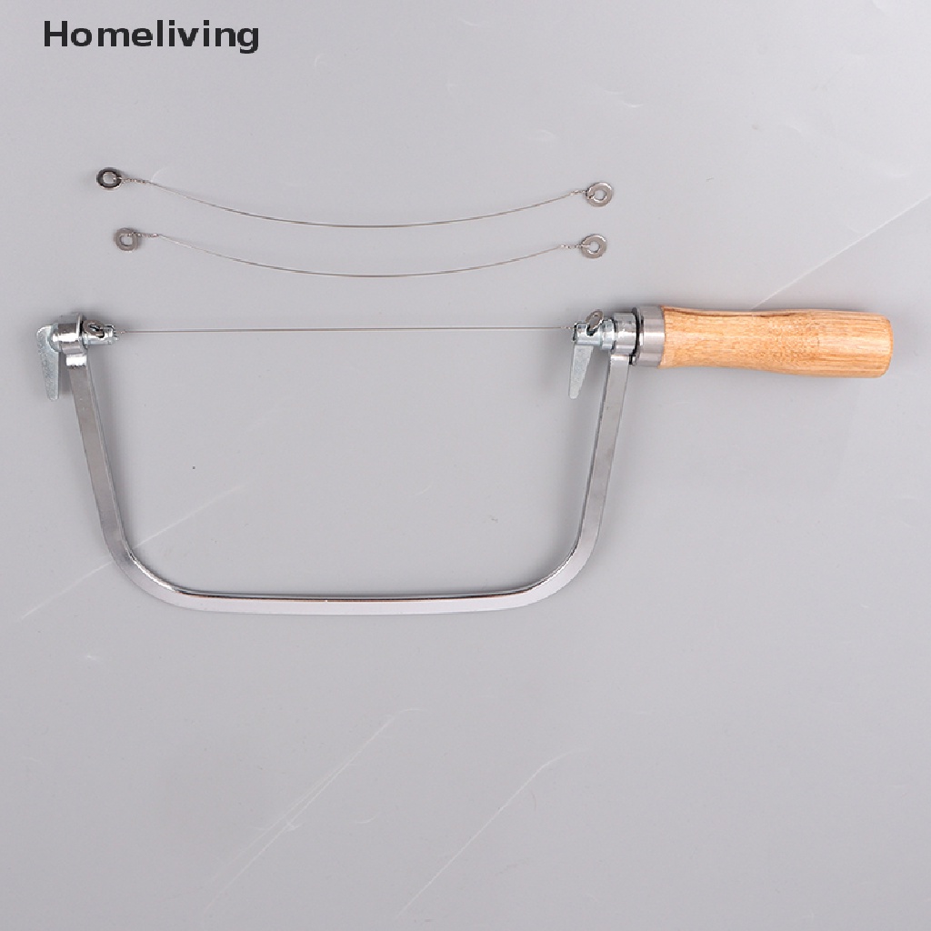 Cưa cắt lưỡi thép không gỉ có 2 dây phụ tay cầm gỗ chuyên dụng cho sáp nến