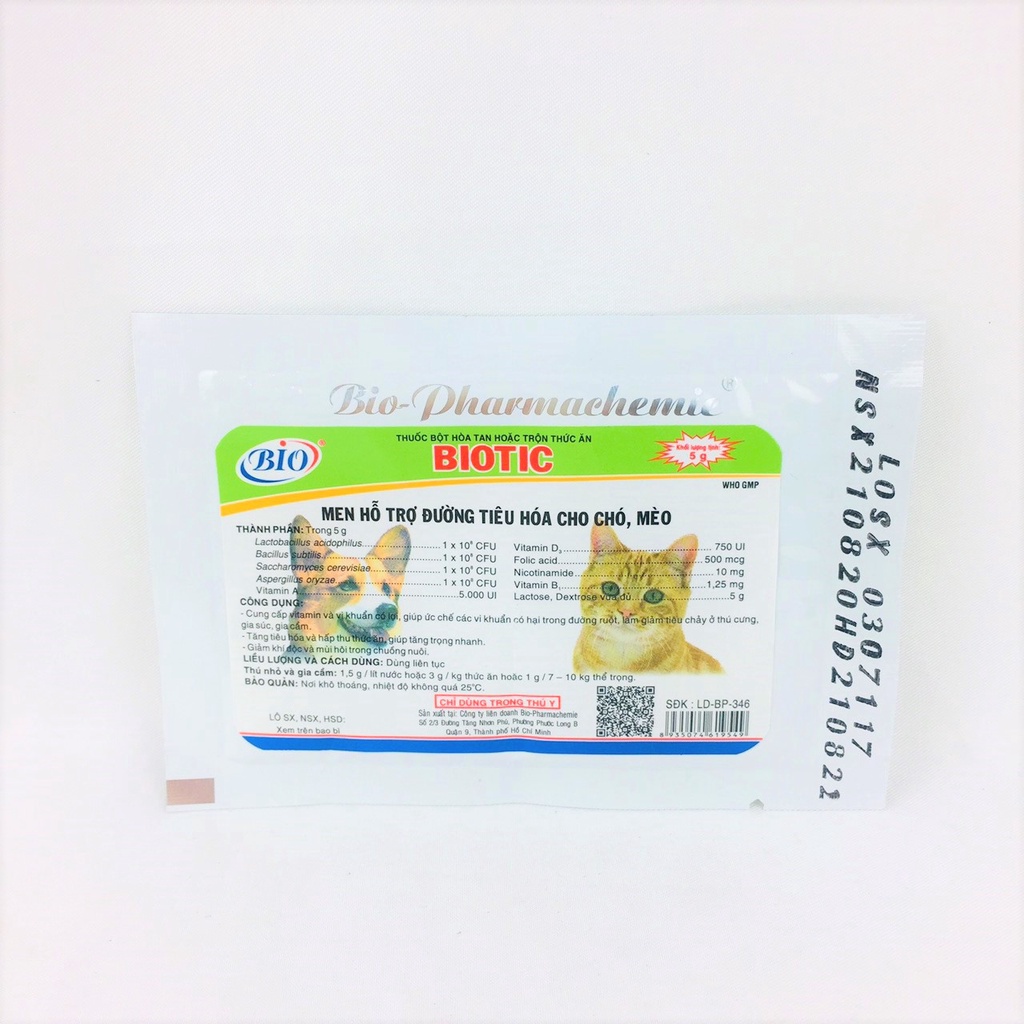 Men Tiêu Hóa Cho Chó Mèo Biotic Gói 5g