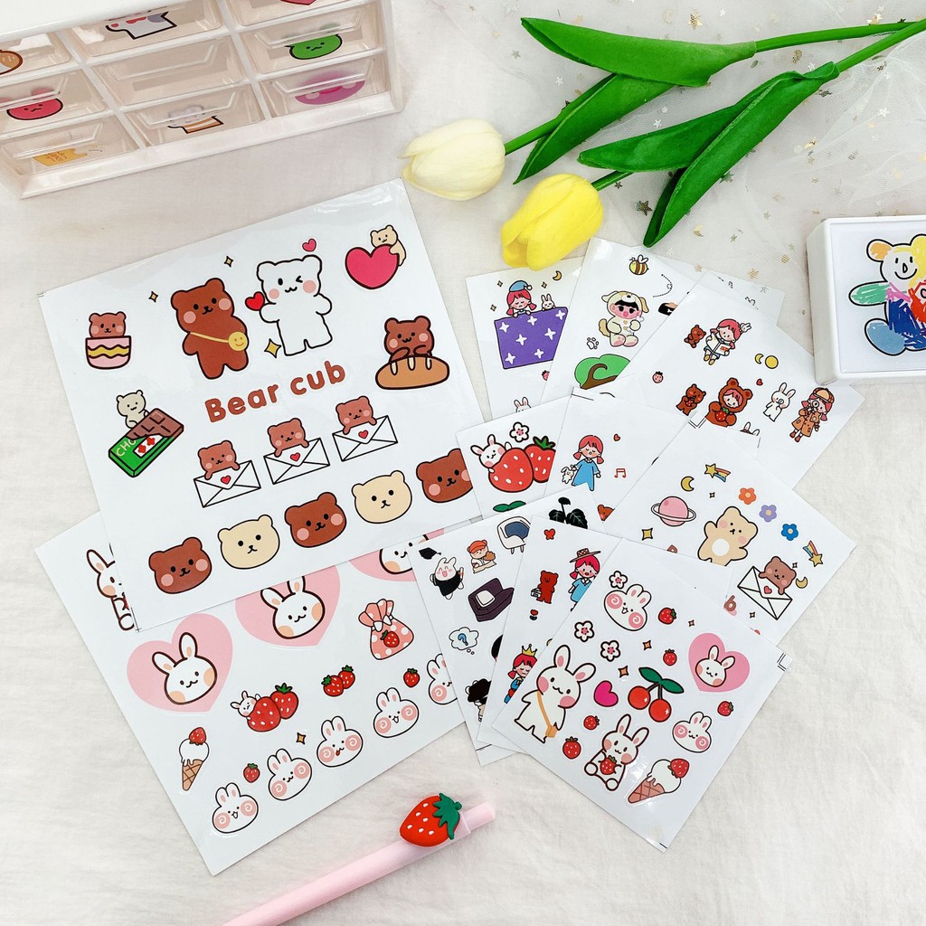 Hình dán sticker không thấm nước phim hoạt hình hoạt dành cho cô gái dễ thương A-11