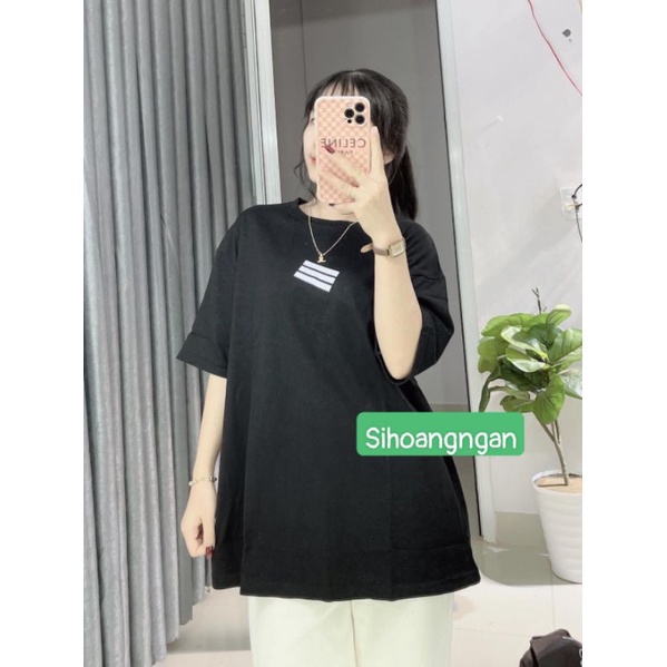 Áo Thun Tay Lỡ Unisex In 3 Vạch Giữa, Áo Phông Form Rộng Nam Nữ Hottrend(Kèm Ảnh Thật)