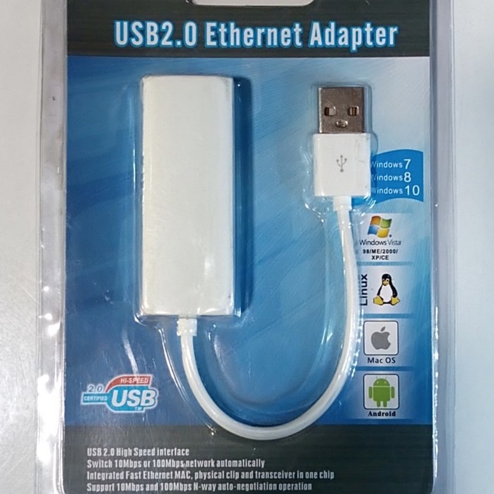 Cáp chuyển USB ra Lan: Chuẩn USB 2.0 ra Lan (RJ45) tốc độ 10/100Mbps