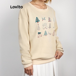 Áo sweatshirt Lovito in hình cây thông Noel phong cách Giáng sinh L07981